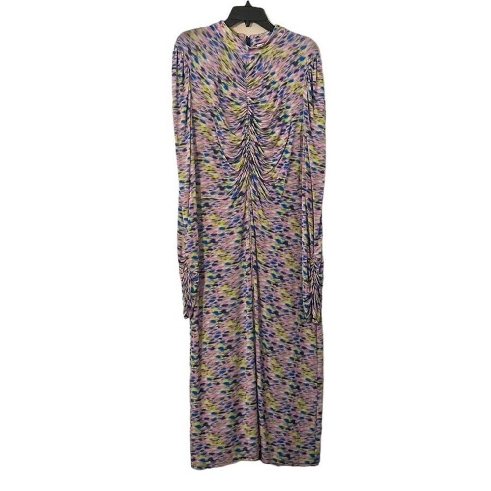 Tanya Taylor Women's Purple Multicolor Zoe Dress Rushed Sleeve/Center Size 3x